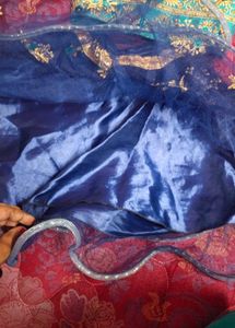 Cute Blue &amp; Gold Lehenga Choli