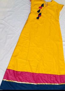Yellow Embroidered Anarkali Kurti