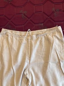Linen Blend Drawstring Pants