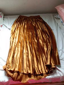 Brown Satin Long Skirt