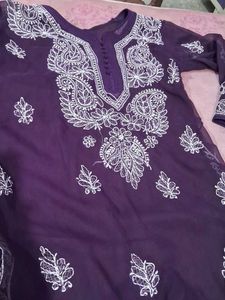 Purple Embroidered Kurti