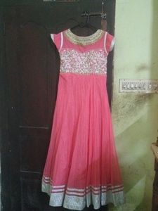 Anarkali Gown with dupatta and bottom pants.