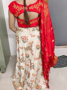 Red &amp; Cream Lehenga Choli
