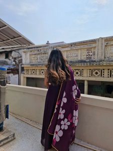 Purple Anarkali Dress With Dupatta