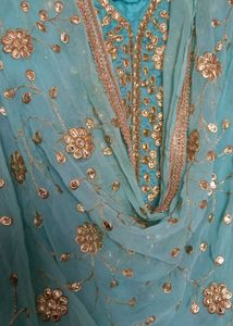 Teal Embroidered Kurta Set