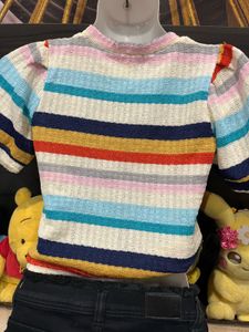 Retro Rainbow Knit Crop Top