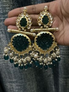 Green Kundan Earrings