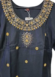 Women&#39;s Embroidered Black Salwar Suit with Floral