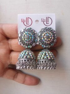 Elegant Silver Color Stone Earrings for Women