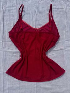 Crimson Red Mesh Cami Top 🎀