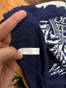 Navy Blue Embroidered Kurti Top
