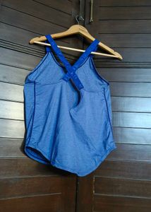 WBX Women Dri Fit Cross Back Blue Tank Top