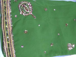 Green Embellished Fabric