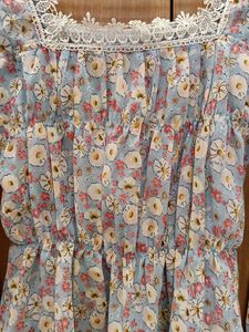 Floral Lace Trim Summer Top