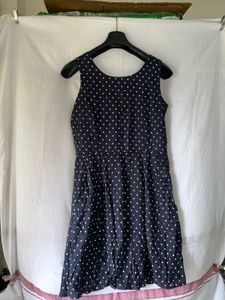 Navy Polka Dot Dress | Strapped Back