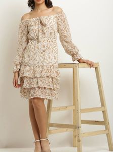 Women Shots  Sheer Brown, Beige Dress