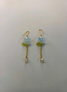 Elegant Handmade Lightweight Blue Flower Earrings