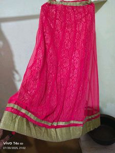 Elegant Pink &amp; Gold Embellished Indian Dress