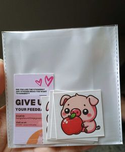 Cute Hungry Piggy stickers - Set Of 5 Pcs