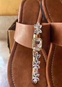 Brown Jeweled stone  Thong Sandals