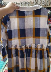 Plaid Dress with Ruffle Sleeves