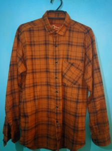 Casual Printed Shirt In Rust Colour,black Checks