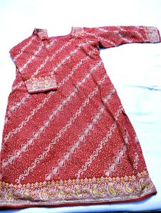 Red Printed Kurti And Pant Set