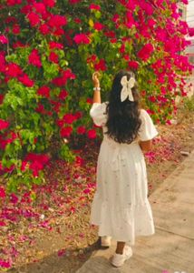 White Floral Smocked Dress
