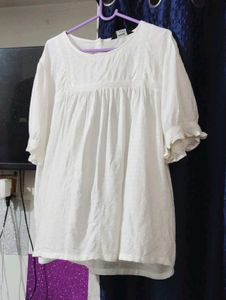 White Swiss Dot Peasant Top - WAX
