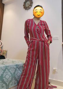 Retro Beauty Cover Story Striped Jumpsuit