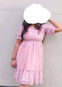 Pink Floral Ruffle Mini Dress