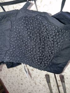 Black Bow Crop Top/ Blouse
