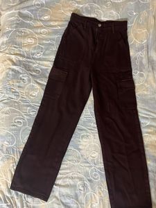 Coffe Brown Denim Wide Leg High Rise Jeans