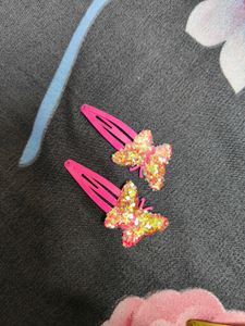 Cute Butterfly Clips (Pink &amp; Gold)