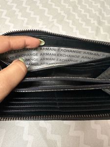 AX Glossy Embossed Logo Zip-Around Wallet