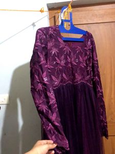 Elegant Plum Long Sleeve Dress
