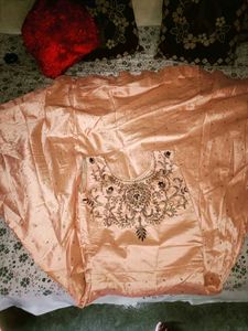 Peach Colour Anarkali With Duppatta And Bottom