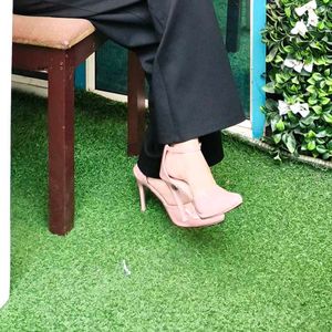 Elegant Nude Patent Leather Heels