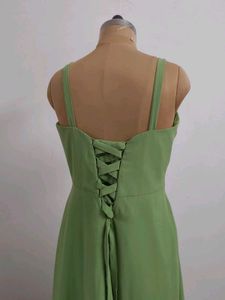 Olive Green Chiffon Gown