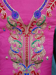 Pink Embroidered Salwar Kameez Suit Material