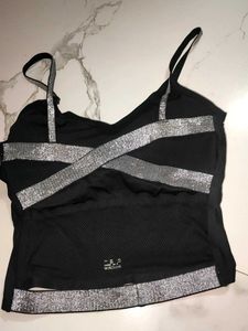 Sparkle Strap Black Crop Top