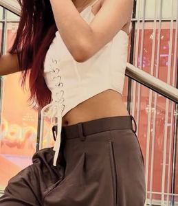 White Lace-Up Corset Top