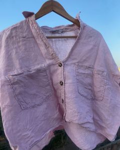 Zara Linen Crop Shirt