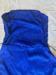Royal blue satin mini dress