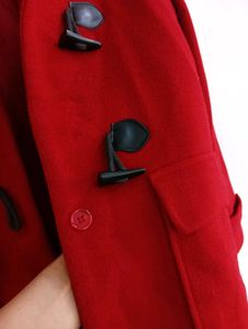 Red Wool Blend Duffle Coat