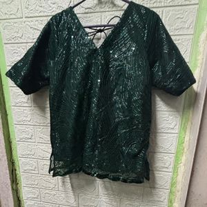 Sequin Embellished Top pack of 2 green & black