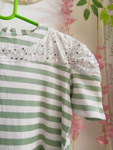 Striped Green Casual Dress