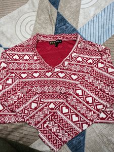 Red Crop Top With Full Sleeves