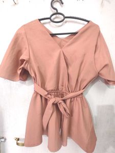 Peach V-neck Top