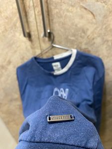 Embossed Print Sweatshirt (Blue)